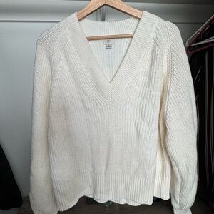 Cozy White V-Neck Sweater